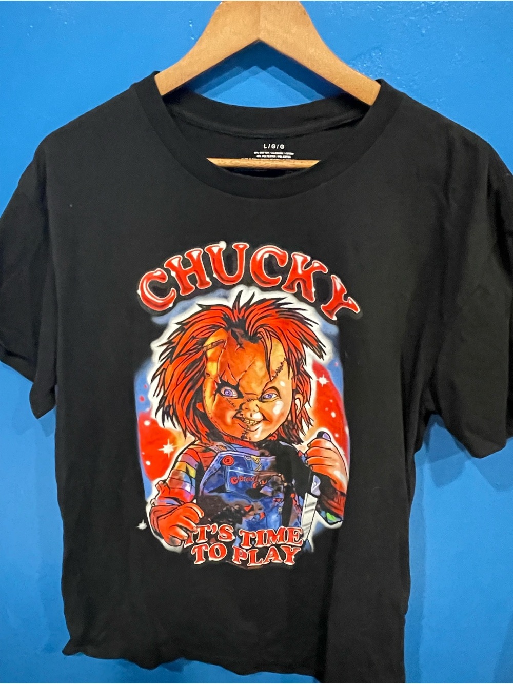 MAD Engine Black Chucky Graphic Tee with Red and Orange Artwork